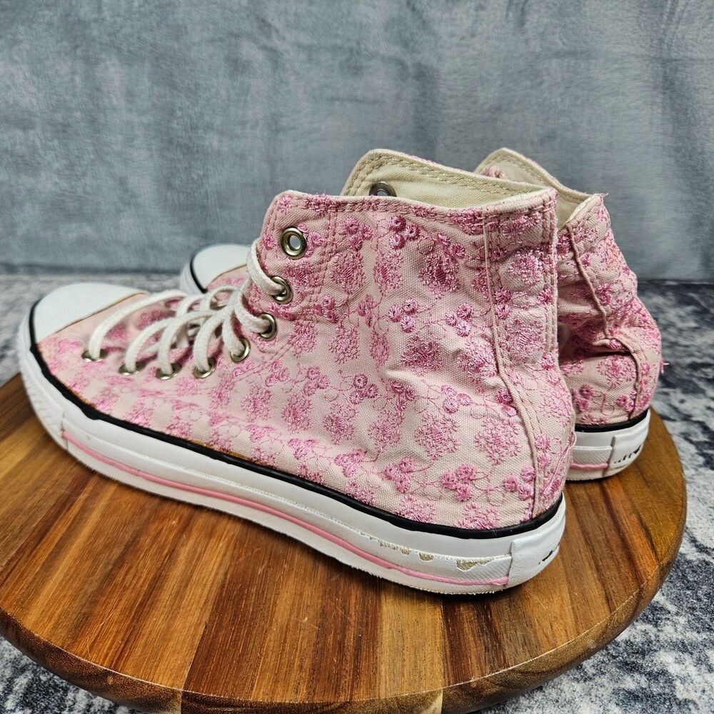 Converse Chuck Taylor All Star High Top Pink Floral White Sneakers Womens 10 - Picture 4 of 12